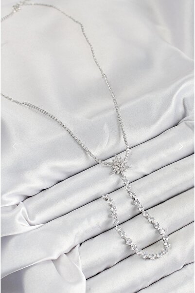 İnci Zirkon Taşlı Kutup Yıldızı Model Y Kolye