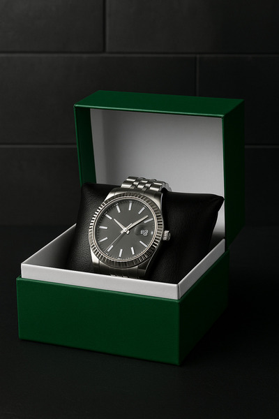 silmaril-thegreatjewelry 41mm Komple Çelik Kasa Paslanmaz Gri Erkek Kol Saati...