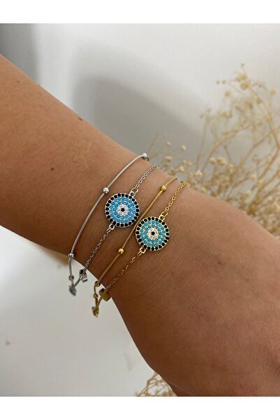 stainless steell Double Steel Bracelet with Evil Eye Detail