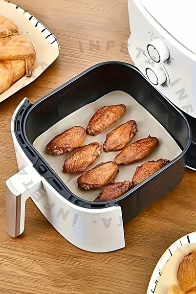 İnfeta 50 قطعة من ورق الطبخ الزيتي للقلاية الهوائية - ورق طبخ مقاوم للزيت ومق...