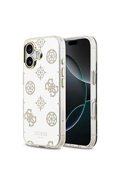 Guess iPhone 17 Uyumlu Kılıf Orjinal Lisanslı Metal Kamera Çerçeveli Simli Pe...