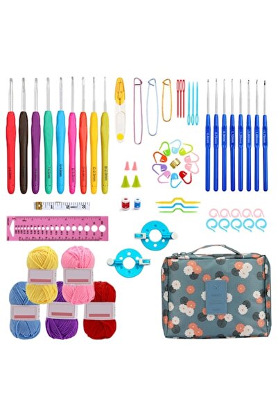 OptimStar Set de croșetat cu 68 de accesorii pentru tricotat, cârlige din alu...