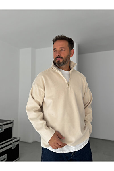BYBASICMAN Бежева флісова кофта з напівзастібкою на блискавці TW-7048
