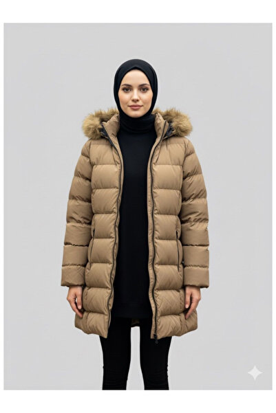 BERNEO Palton de pluș pentru femei, cu glugă, cu fermoar lateral detaliat