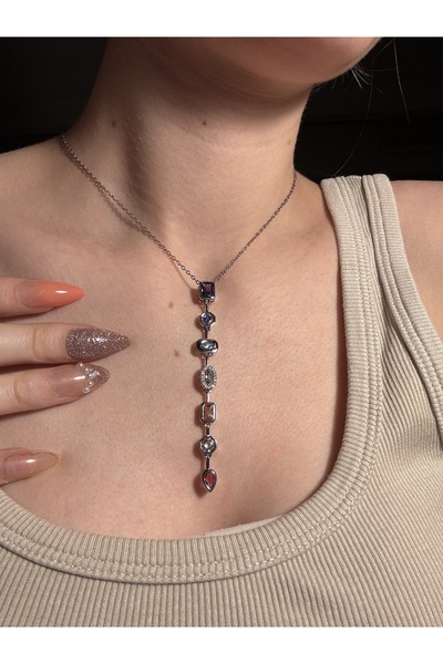 stainless steell Y model Silver renk 316 L Çelik kolye