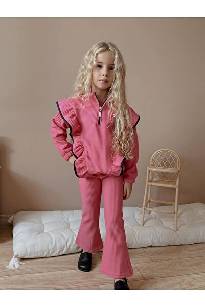 Jolly Kids Kız Çocuk Fitilli Fırfır Detaylı Kışlık Takım