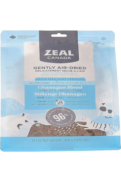 ZEAL مزيج أوكاناجان المجفف بالهواء بلطف (سمك ودجاج ولحم خنزير) للقطط 14 أونصة...