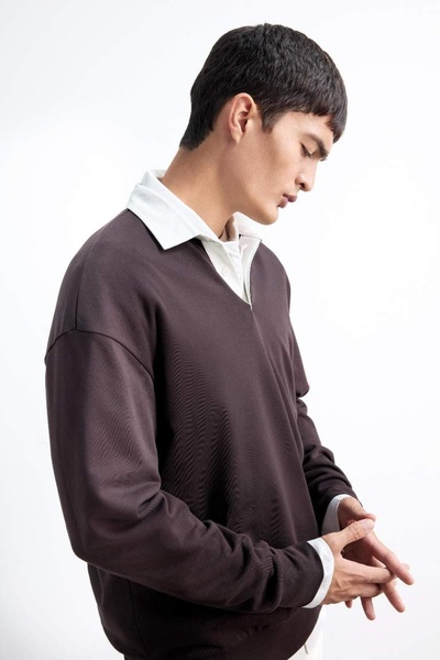 DeFacto Erkek Sweat E6523AX/BN337 BROWN