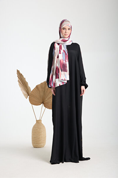 MAS MODA Elif Mevlana Ferace Şal Hediyeli Dubai İpeği Tesettür Hac Umre Elbis...