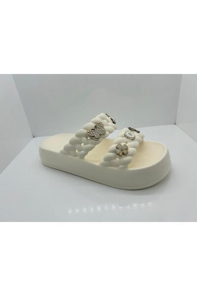 Sonimix Rahat Tabanlı Yüksek Topuklu Ev Havuz Deniz Plaj Aşcı Hastane Şık Taşlı Terlik