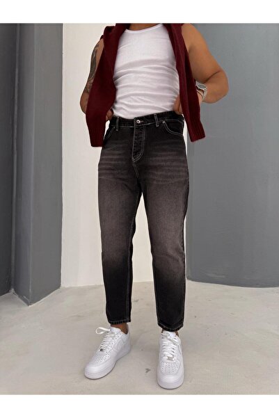 Baycombine35 White Stitch Detail Smoked Boyfriend Pants