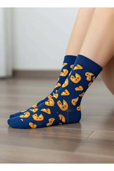CANMODA Navy Blue Floor Pizza Patterned Socks
