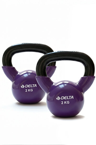 Delta Kettlebell 2 Kg × 2’li Set | Döküm Ağırlık Vinyl Kaplı Dambıl Evde Spor Squat Çaydanlık Dumbbell