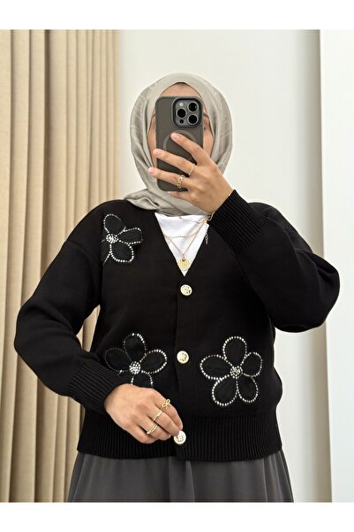 MERİÇ BOUTİQUE Çiçekli Crop Hırka