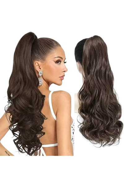 Zeysum Kahverengi Tokalı At Kuyruğu Düz Pençe Klipsli Postiş 60 Cm 120 gr Isıya Dayanıklı