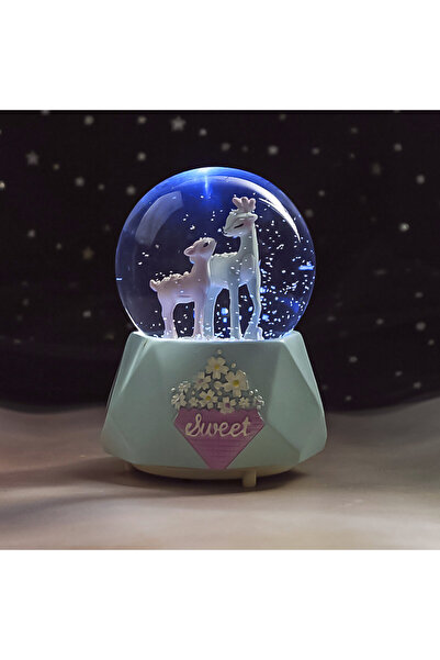 Livava Ceylan Büyük Boy Kar Küresi Işıklı, Müzikli, Püskürtmeli, Mavi, 16X12