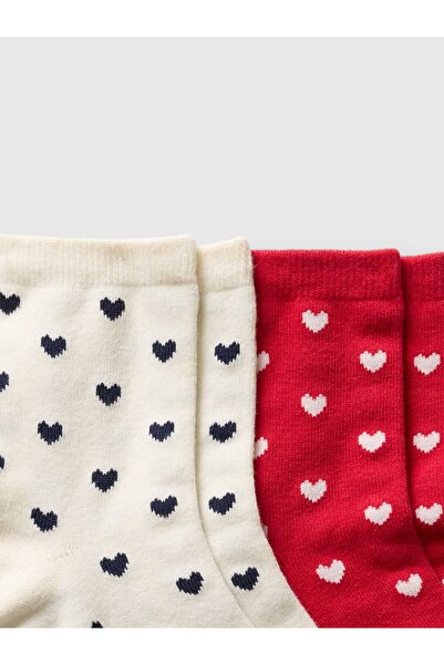 GAP Kadın Çok Renkli Kalp Desenli Crew Çorap Seti
