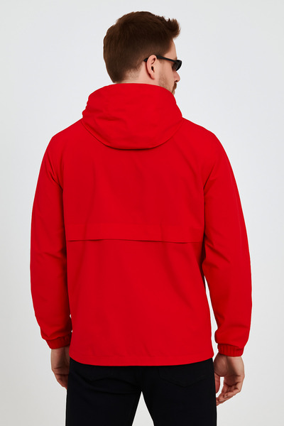 comstar Men's Printed Hooded Red Windbreaker & Raincoat