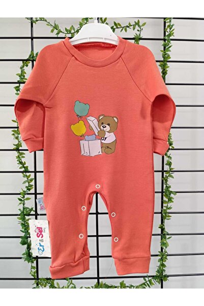 Ersel Baby Cotton Teddy Bear Printed Romper - Long Sleeves and Comfortable