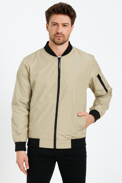 comstar Men's Zippered Stone College Windbreaker & Raincoat