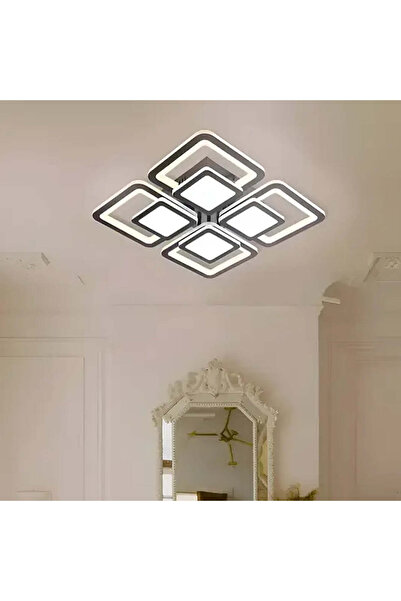 Alista Home Lustra LED cu telecomanda SUSAN 77 W, 4 Patrate, lumina Rece/Calda/Neutra, Dimabila, Negru