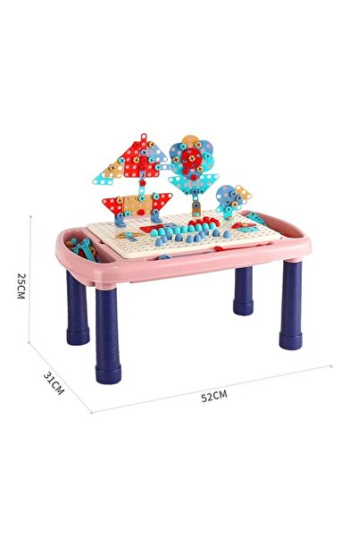 OEM Interactive Workbench Mosaic 4-in-1, 261 pieces, pink color, figurine construction, toy drill includ