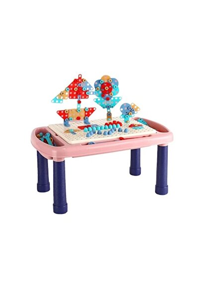 OEM Interactive Workbench Mosaic 4-in-1, 261 pieces, pink color, figurine construction, toy drill includ