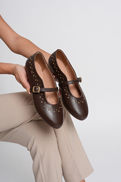 VİP SMR MODA Γυναικείες μπαλαρίνες για καθημερινές και ειδικές περιστάσεις με λεπτομέρεια Trok και λεπτομέρεια με αγκράφα