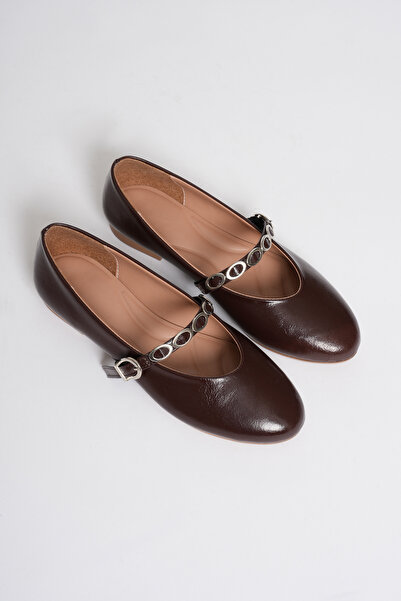 VİP SMR MODA Γυναικείες μπαλαρίνες καθημερινής χρήσης άνετες με ορθοπεδική σόλα και λεπτομέρεια αξεσουάρ με αλυσίδα