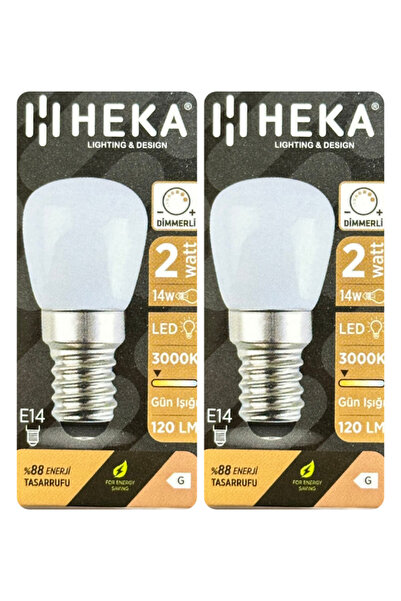 Heka (2 Adet) 2W (14W) 3000K (Sarı Işık) E14 Duylu (İnce Duy) Dim Edilebilir ...