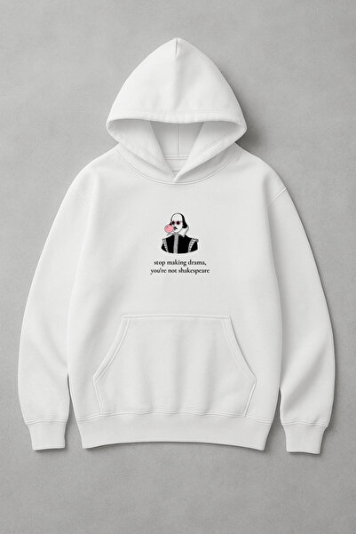 LORVEX سويت شيرت كبير الحجم مطبوع عليه Stop Making Drama للجنسين