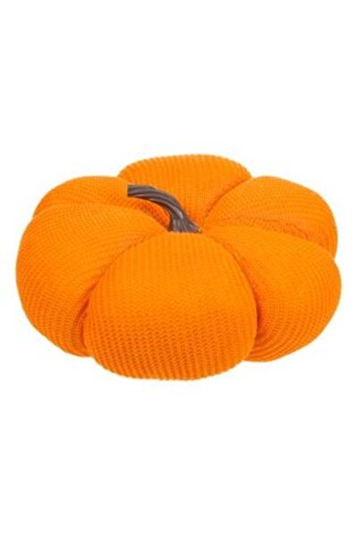 Jumbo Decorative Knitted Orange Pumpkin with Brown Tail 25 x 10 cm
