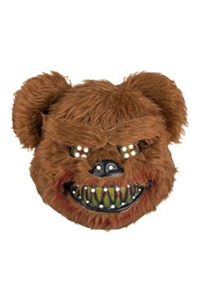 Jumbo Horror Disguise Mask, Brown Bear Face with Blood and Fangs