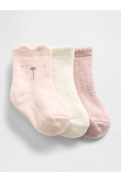 GAP Bebek Toz Pembe CashSoft Crew Çorap (3’lü)
