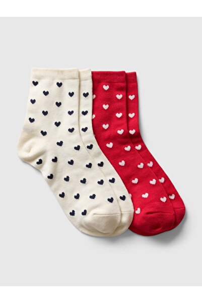 GAP Kadın Çok Renkli Kalp Desenli Crew Çorap Seti