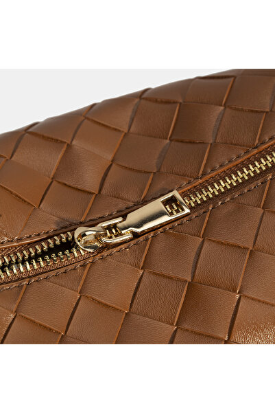 Desa Women's Tan Knitted Printed Shoulder Bag