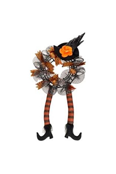 Silver Star Coroană decorativă de Halloween cu picioare de vrăjitoare 36 x 73 cm