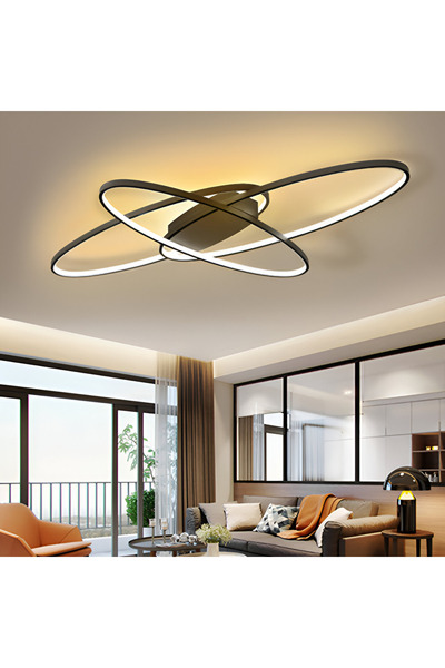 Alista Home Lustra LED cu telecomanda ORBITA 140 W, 3 Elemente, Ovala, lumina Rece/Calda/Neutra, Dimabila, Negru