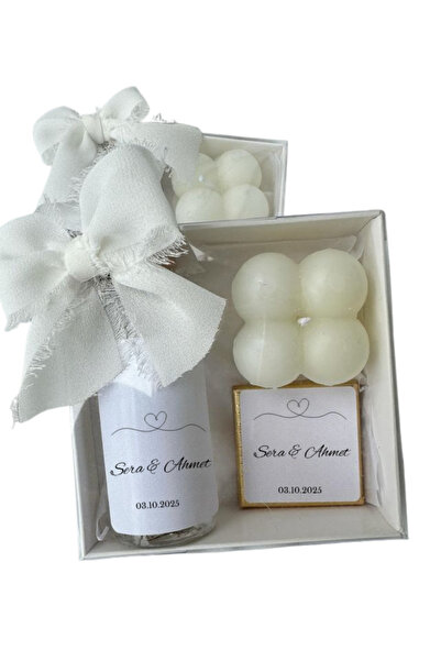 Home Kişiye Özel Kolonya Mum Çikolata Set Nişan, Nikah, Mevlit, Doğum Günü He...