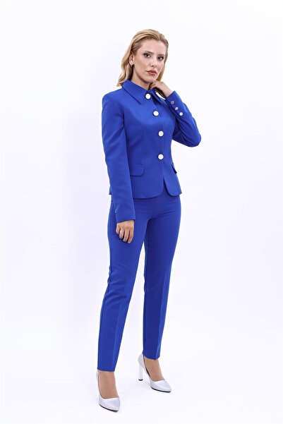 ÖNDER ÖZSOY Peplum Ceket & Boru Paça Pantolon Takım-Saks