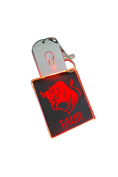 T&M Personalizare Breloc acrilic cu LED - Horoscop Taur Zodiac v2 cu baterie,...