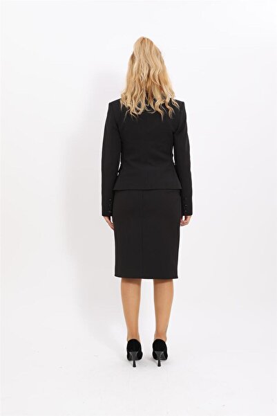 ÖNDER ÖZSOY Peplum Ceket & Kalem Etek Takım-Siyah