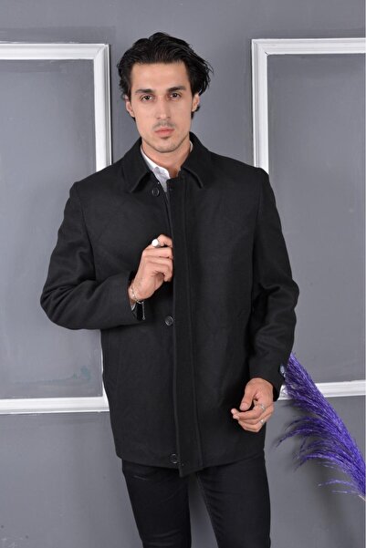 l lebs collection moda lebs şekil Erkek Gömlek Yaka Fermuarlı kısa Kaşe Kaban