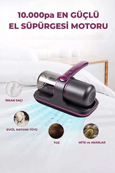 stfast st Akıllı UV Işıklı Şarjlı El Süpürgesi Yatak Kanepe Halı Oto Ev Toz T...