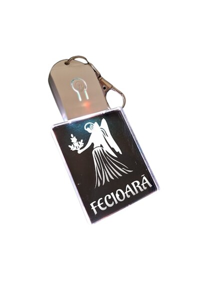 T&M Personalizare Breloc cu LED din acril - Zodiac Fecioară-v2, Horoscop cu b...