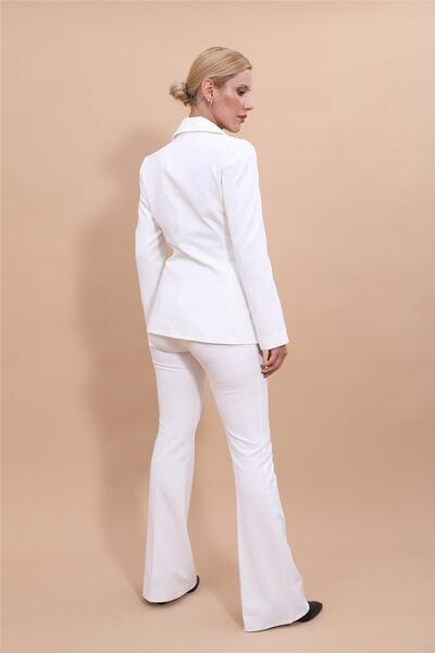 ÖNDER ÖZSOY İspanyol Kol Ceket & İspanyol  Paça Pantolon Takım-Ekru