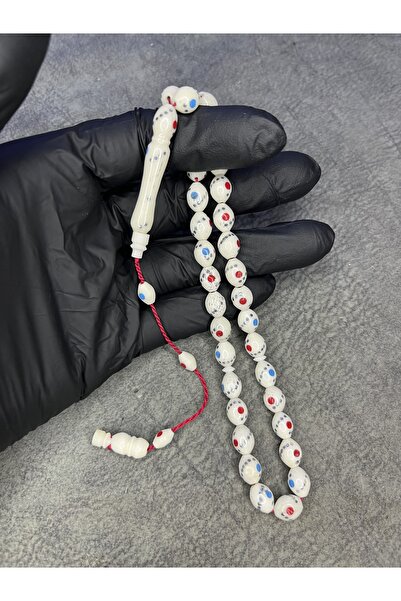 Mos Tespih Systematic Embroidered Camel Bone Natural Prayer Beads
