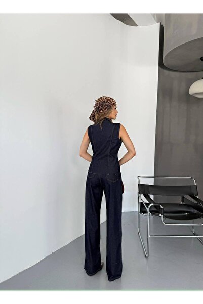 D'RECCY KADIN KOT YELEK KOT PANTOLON Двокомпонентний джинсовий костюм