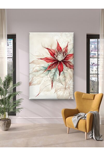 ESLEM KIRMIZI ÇİÇEK - SOFT MODERN ÇİÇEK - BASKI KANVAS TABLO