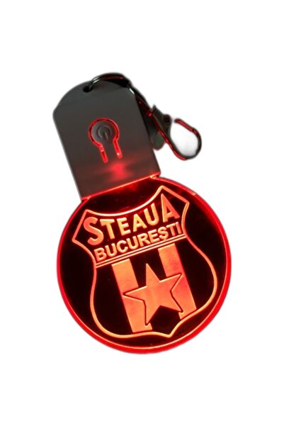 T&M Personalizare Breloc LED din acril Steaua București FC, fotbal, funcționat cu baterii, multicolor